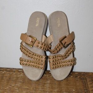 Michael Kors Beige Gold‎ Studded Platform Sandals. Sz. 10